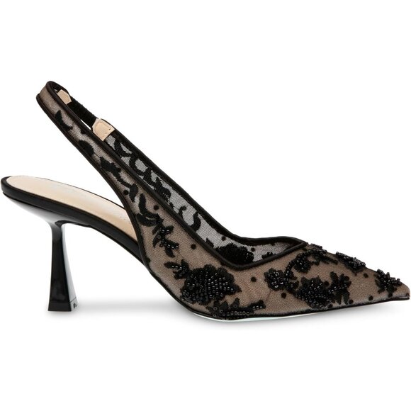 Betsey Johnson Womens Black Textile Closed Pointed Toe Slingback Nikki Pump - Picture 6 of 8